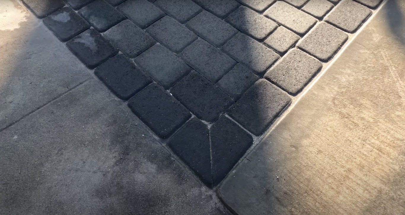 Decorative concrete pavers forming beautiful walkway pattern